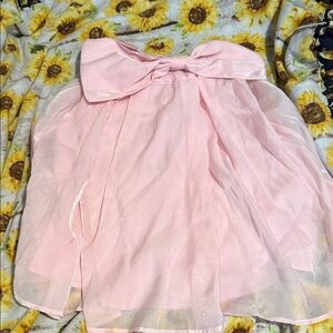 Pink Bow-Front Sheer Party Dress